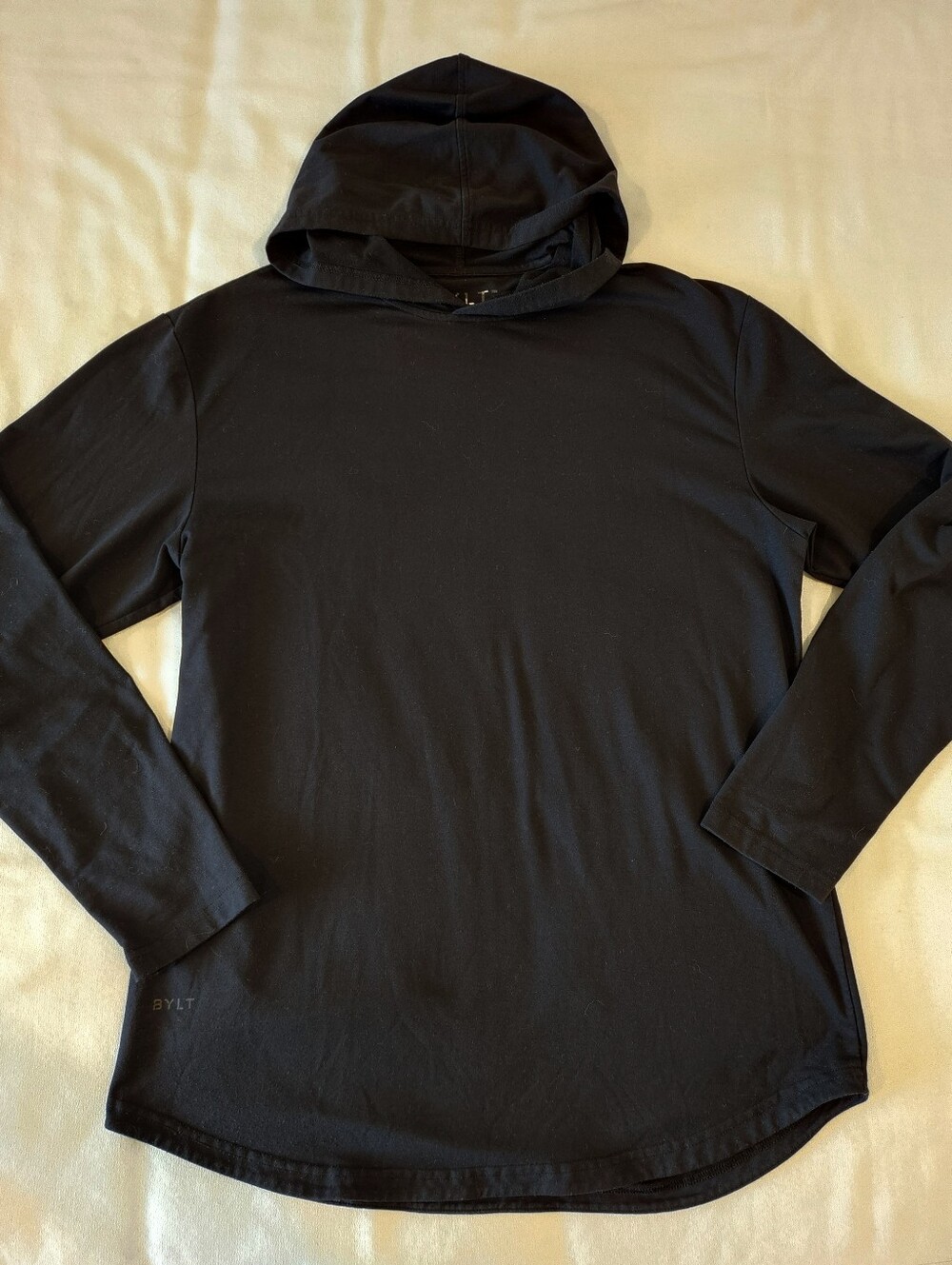 BYLT Premium Basics Drop Cut Hooded  Long Sleeve Shirt Large Black